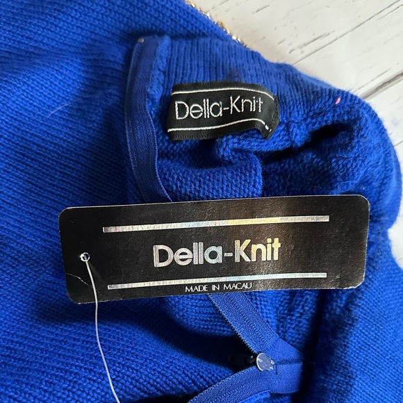 New With Tags Della-Knit 100% Wool Royal Blue Zip Up Sweater - Picture 7 of 8